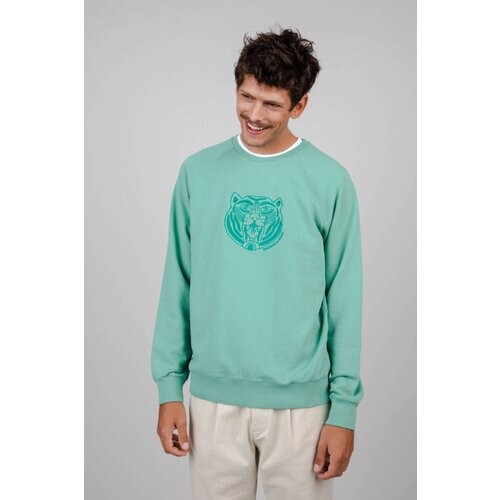 Brava Fabrics mannen vegan Sweatshirt Tijger Licht Morera Turkoois Turkoois Tweedehands