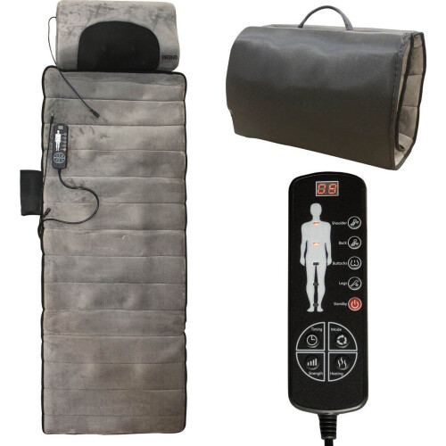 BREND BR-2230 - Elektrische Massagemat en Kussen - 5 Vibratiemodi 3 Intensiteiten - Grijs