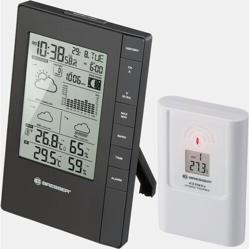 Bresser Rc Thermo-Hygro Weather Station W. 3-Day Forecast Zwart Tweedehands