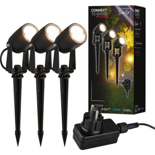 Briloner Connect to Shine - LED Tuinspots - 3x Draaibaar - IP65 - Warm Wit Licht -Ø4x2.5 cm (set van 3)