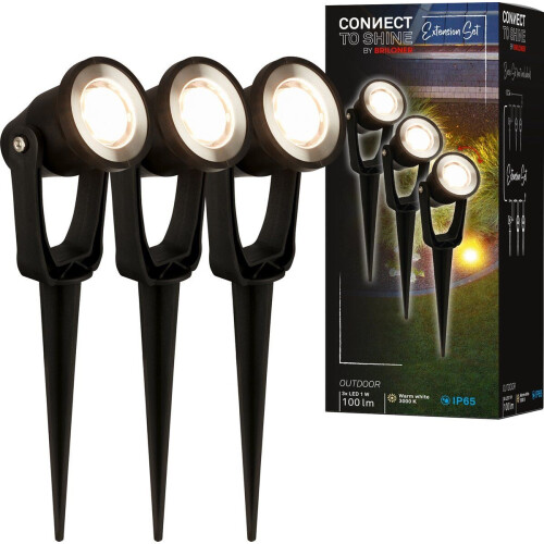 Briloner Connect to Shine - Prikspot - 3 LED tuinspots - IP65 - warm wit licht - 22.5x5x6 cm (set van 3) Tweedehands