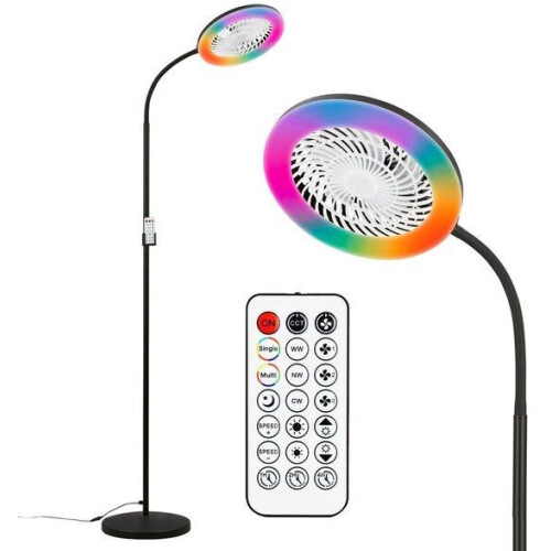 BRILONER Windy - Staande lamp - Ventilator RGBIC dimbaar - Zwart - Ø28 x 185cm