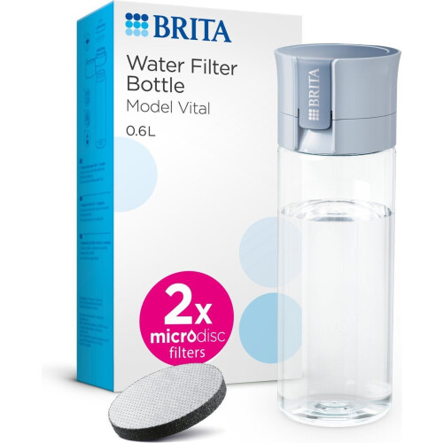 Brita VITAL Drinkfles 0,6L Lichtblauw - Met 2 MicroDisc Filters, BPA-vrij Tweedehands