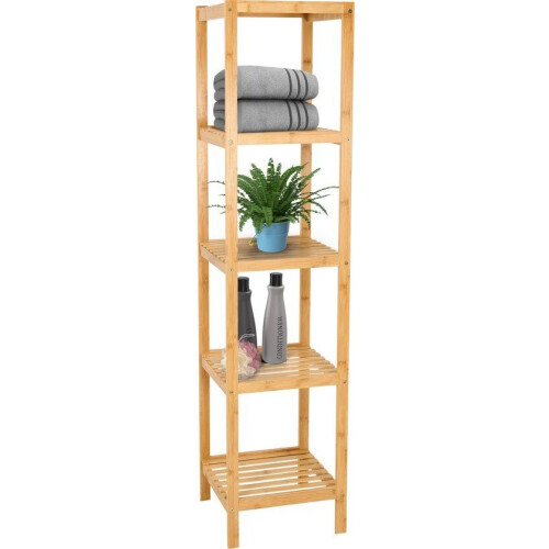 Brixy Badkamerrek - Badkamermeubel - 5-Laags - 141x33x33cm - Badkamer Kast - Bamboe Tweedehands