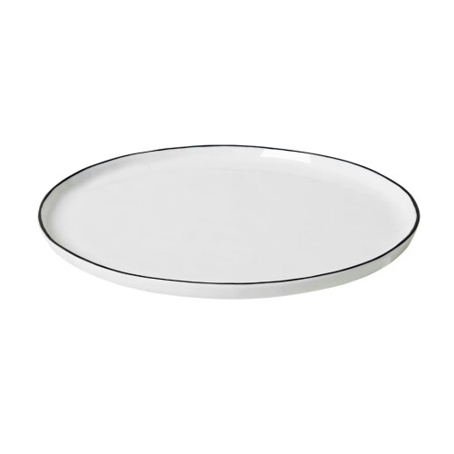 Broste Copenhagen Salt Dinerbord - Set van 4 -Ø28 cm - Wit Steengoed - Handbeschilderde Zwarte (set van 4) Tweedehands