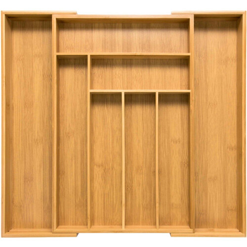 Budu Bestekbak #45 - Uitschuifbaar Bamboe - 45 x 30,6 - 50 cm - 6/8 vakken
