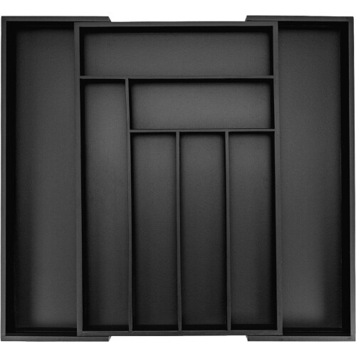 Budu Bestekbak #45 - Uitschuifbaar Bamboe Organizer - 6/8 vakken - Zwart (1 stuk)