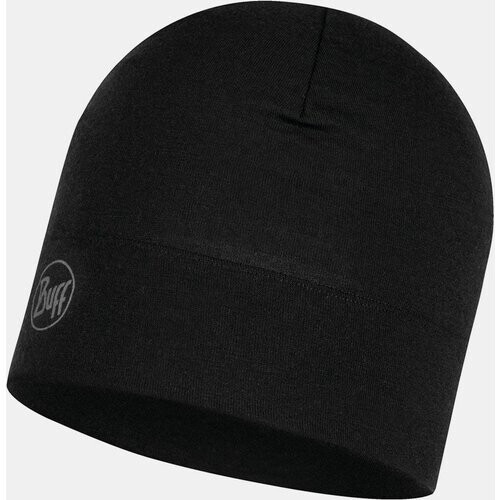 Buff Midweight Merino Wol Solid Black Muts Zwart Tweedehands