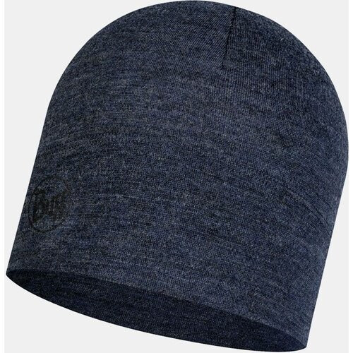 Buff Midweight Merino Wool Hat Solid Night Blue Melange Muts Donkerblauw Tweedehands