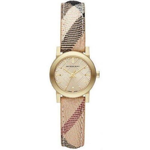 Burberry BU9219 - Dameshorloge - Champagnekleurige wijzerplaat - Leer band