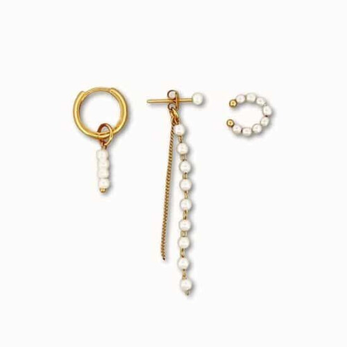 ByNouck Jewelry - Earparty Parel Chains - Oorbellen - Goudkleurig