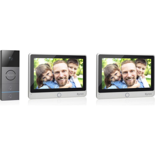 Byron DIC-24122 - Video deurbel Bedraad - Intercom met 2 Schermen - 7"Monitor - Nachtzicht