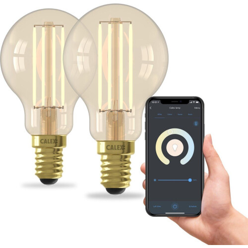 Calex Slimme Lamp - Wifi LED Filament Verlichting - Dimbaar - Goud (2 stuks) Tweedehands