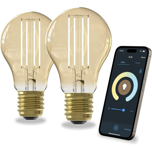 Calex Slimme Lamp - Wifi LED Filament Verlichting - Dimbaar - Warm Wit licht - Goud (2 stuks) Tweedehands