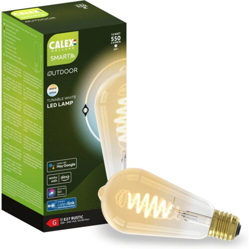 Calex Smart Outdoor - Smart LED Lamp - E27 - Dimbaar met App - RGB en Warm Wit - Goud - 7W