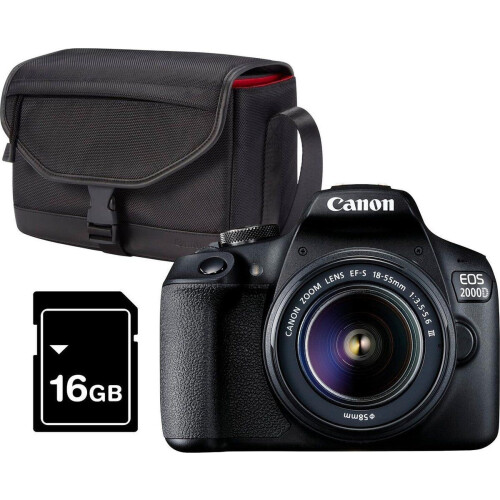 Canon EOS 2000D - Spiegelreflexcamera kit - 24,1 MP - 18-55mm f/3.5-5.6 DC-lens - Zwart Tweedehands
