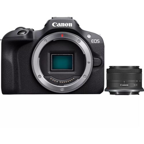 Canon EOS R100 - Systeemcamera - 24,1MP APS-C - RF-S 18-45mm F4.5-6.3 IS STM - Zwart Tweedehands