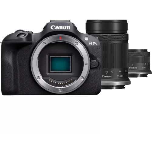 Canon EOS R100 - Kit met RF-S 18-45mm F4.5-6.3 IS STM en RF-S 55-210mm IS STM - 24,1MP - Zwart Tweedehands