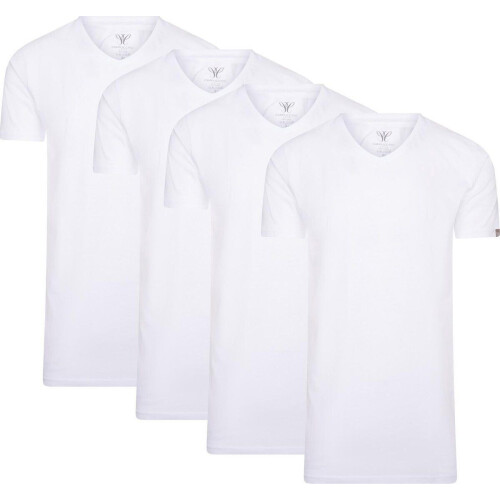 Cappuccino Italia 4-Pack T-shirts - Heren V-Hals Extra Lang - Wit (4-pack)