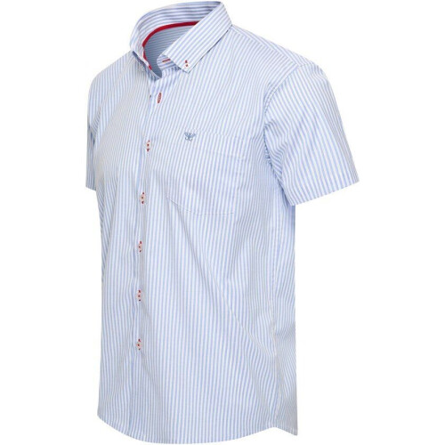 Cappuccino Italia Bronte Stretch - Heren Overhemd Korte Mouw - Blauw - Maat L Tweedehands