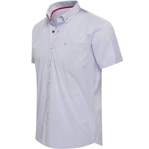 Cappuccino Italia Bronte Stretch - Heren Overhemd Korte Mouw - Blauw - Maat S