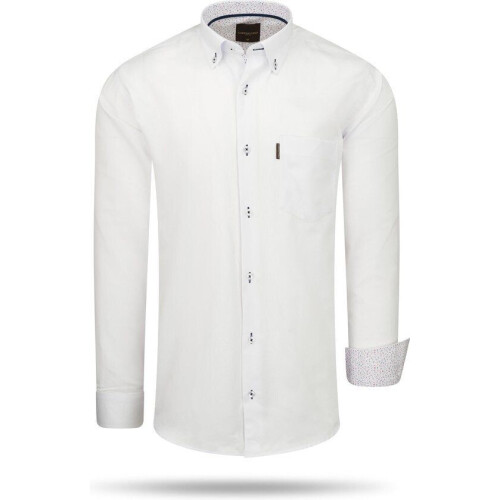 Cappuccino Italia - Heren Overhemd - Borstzakje - Wit - XL