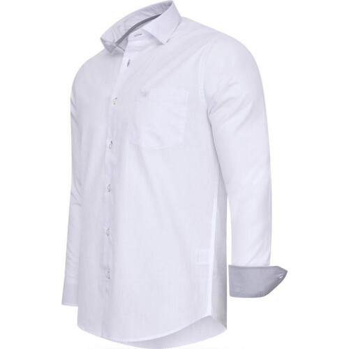 Cappuccino Italia - Heren Overhemden Overhemd Uni - Wit - Maat XXL Tweedehands