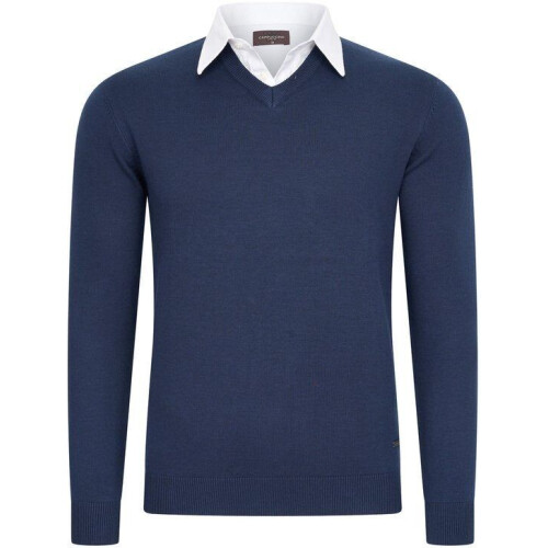 Cappuccino Italia - Heren Trui Mock Pullover - Blauw - Maat XXL