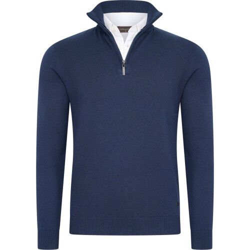 Cappuccino Italia - Heren Trui Mock Zip Pullover - Blauw - Maat XXL Tweedehands