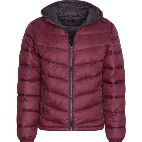 Cappuccino Italia Hooded Winter Jacket - Heren Jas - Polyester - Burgundy Rood - Maat L Tweedehands