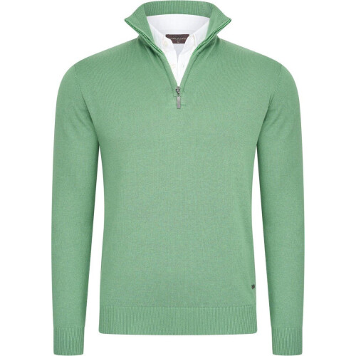 Cappuccino Italia Mock Pullover - Heren Trui met Overhemdkraag - Groen - Maat XXL Tweedehands