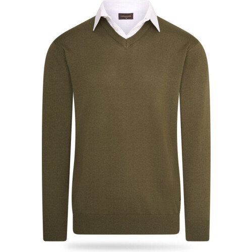 Cappuccino Italia Mock Pullover - Heren Trui - Overhemdkraag - Groen - Maat XL