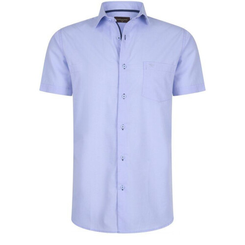 Cappuccino Italia Palermo - Heren Overhemd Korte Mouw - Katoen Polyester - Blauw - Maat XXL