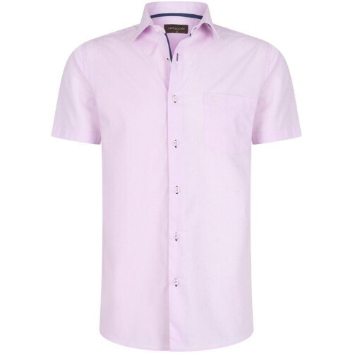 Cappuccino Italia Palermo - Heren Overhemd Korte Mouw - Katoen Polyester - Roze - Maat XXL