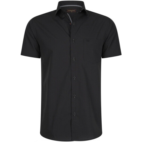 Cappuccino Italia Palermo - Heren Overhemd Korte Mouw - Katoen Polyester - Zwart - Maat L Tweedehands