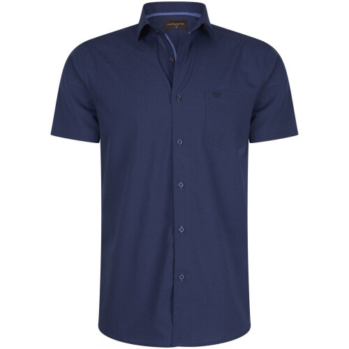 Cappuccino Italia Palermo - Heren Overhemd Korte Mouw - Katoen/Polyester - Blauw - Maat L
