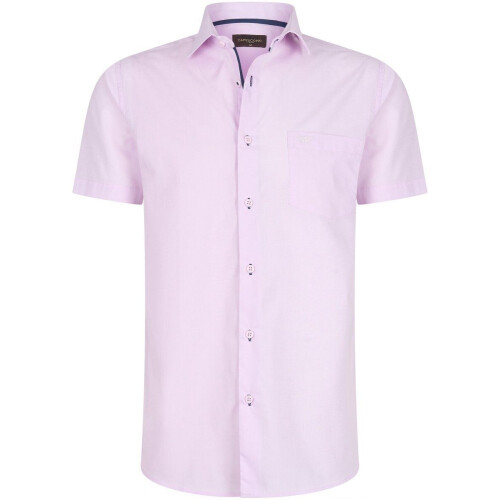Cappuccino Italia Palermo - Heren Overhemd Korte Mouw - Katoen/Polyester - Roze - Maat 3XL
