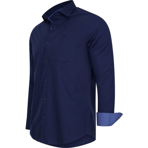 Cappuccino Italia Stretch Overhemd Milano - Heren Overhemd - Katoen Elastaan - Blauw - Maat XXL Tweedehands