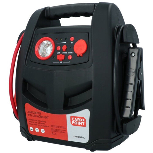 Carpoint Jumpstarter 2in1 - Draagbare Starthulp 900A - LED Verlichting - Rood/Zwart