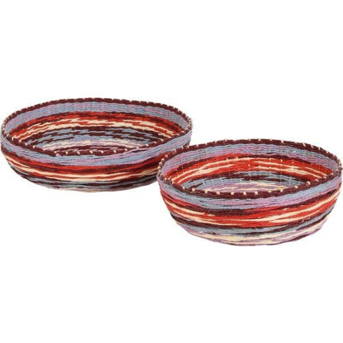 Casa Vivante Stripe Schalen - Opbergmanden - Set van 2 - Multikleur - 35 x 35 x 12 cm (2 stuks) Tweedehands