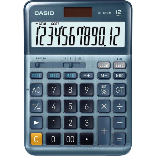 Casio DF-120EM - Grote Bureaurekenmachine - Eenvoudige valuta-omrekening en margeberekening Tweedehands