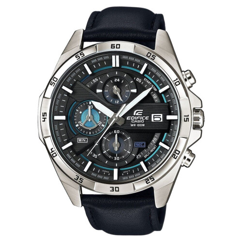 Casio Edifice EFR-556L-1AVUEF - Herenhorloge - Quartz - 49 mm - Zwart Leer Tweedehands