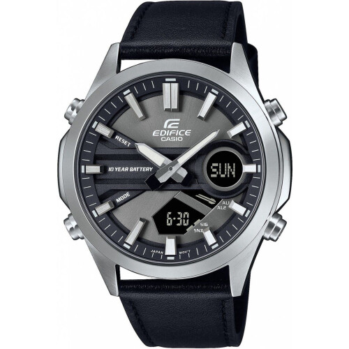 Casio Edifice EFV-C120L-8AEF - Heren Horloge - 10 ATM waterdicht - Leer band Tweedehands