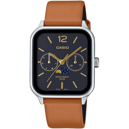 Casio MTP-M305L-1AVER - Heren Horloge - Maanfase en Datumweergave - Zwart