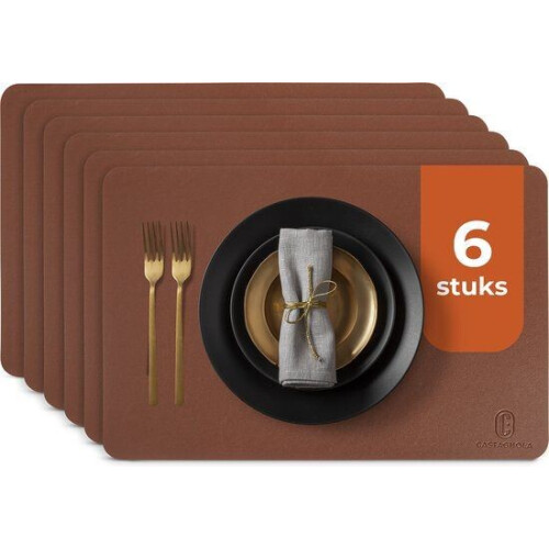Castagnola Lederlook Placemats - Antislip Placemat van Kunstleer - Waterafstotende Onderlegger -