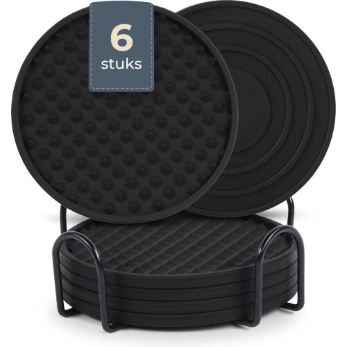 Castagnola Siliconen Onderzetters - Onderzettersset - Hittebestendig en Antislip - Zwart (set van 6)