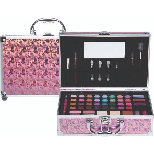 Casuelle - Make-Up Koffer - Roze Holografisch - 16 x 9 x 25.5 cm Tweedehands