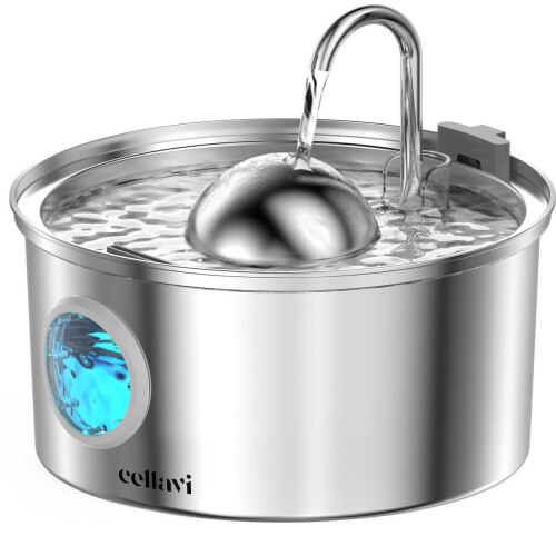 Cellavi RVS Drinkfontein 3.2L - Waterdispenser voor Kat en Hond - Fluisterstil met Waterfilter - Staal