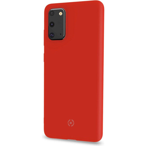 Celly Feeling - Back Cover - TPU - Microfiber - Rood - Geschikt voor Samsung Galaxy S20