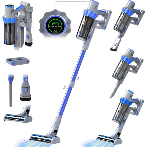 Chesto Steelstofzuiger Draadloos - 300Watt - Met 3 verschillende opzetstukken - Draadloze Stofzuiger Tweedehands